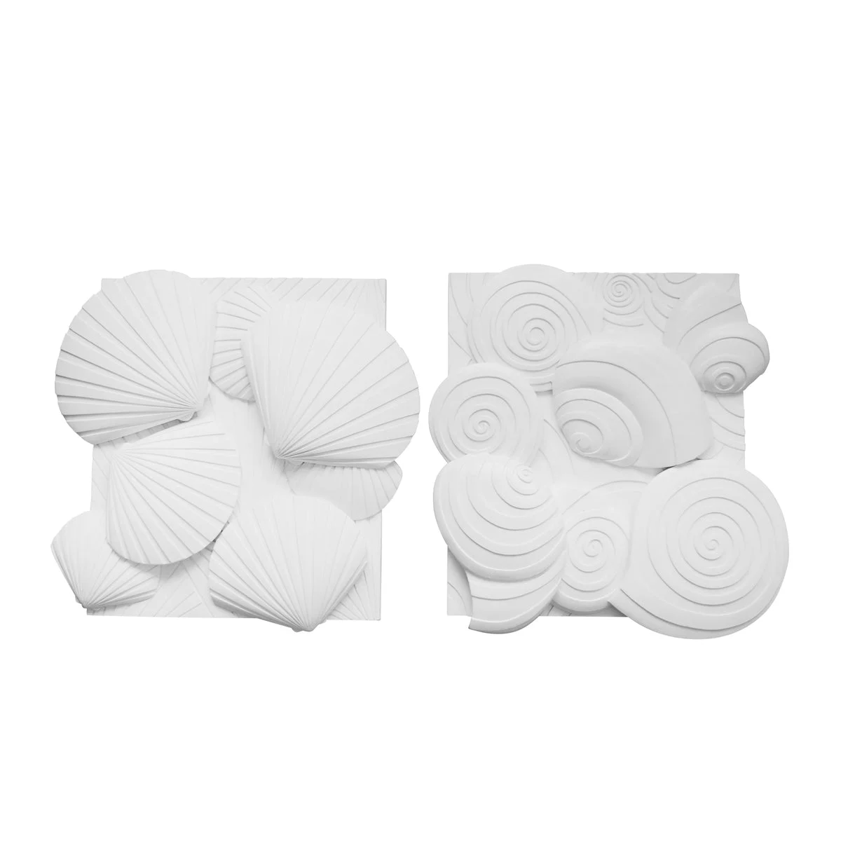 Sagebrook Home 12158-01 13.5" Resin Sea Shell Wall Decor, White, Set of 2