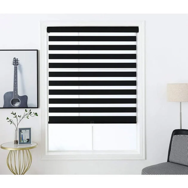 Zebra 72" L x 36" W Cordless Dual-Layer Shade - Black
