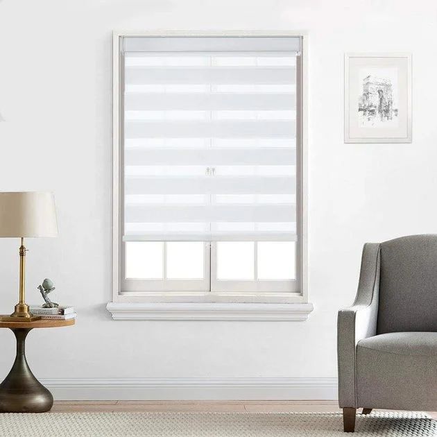 Zebra 72" L x 23" W Cordless Dual-Layer Shade - White