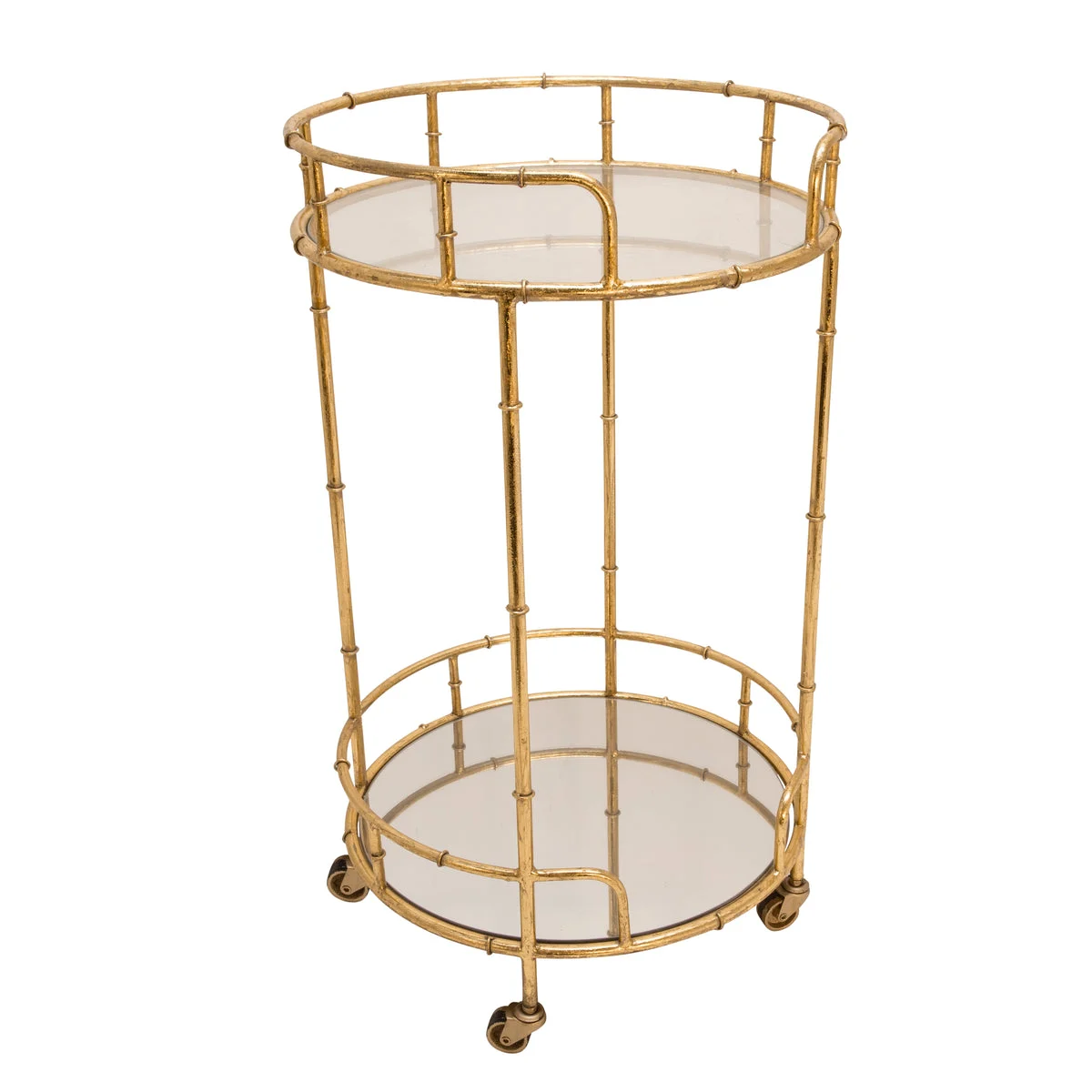 Sagebrook Home 2-Tier Gold Metal Bar Cart, Mirror Top
