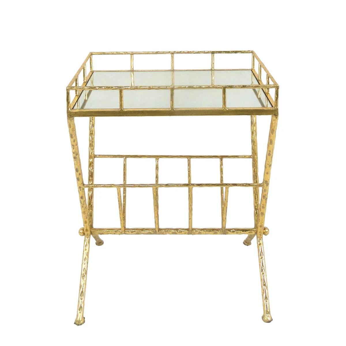 Sagebrook Home Gold Accent Table, Mirror W/ Magazine
