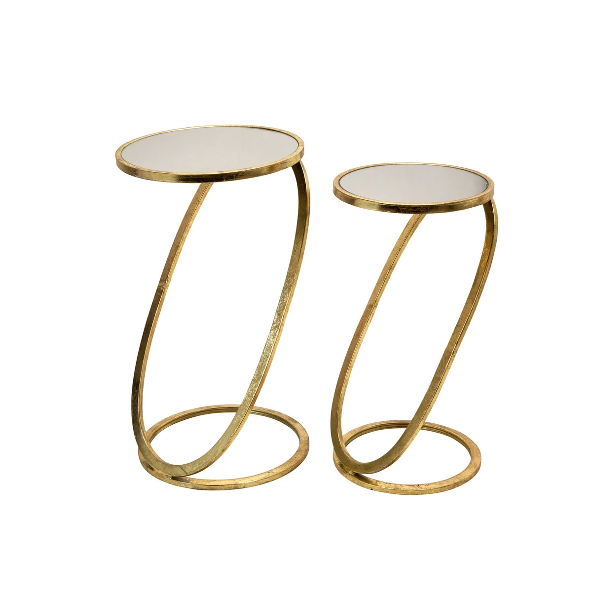 Sagebrook Home Set of 2 Gold Accent Tables, Mirror Top