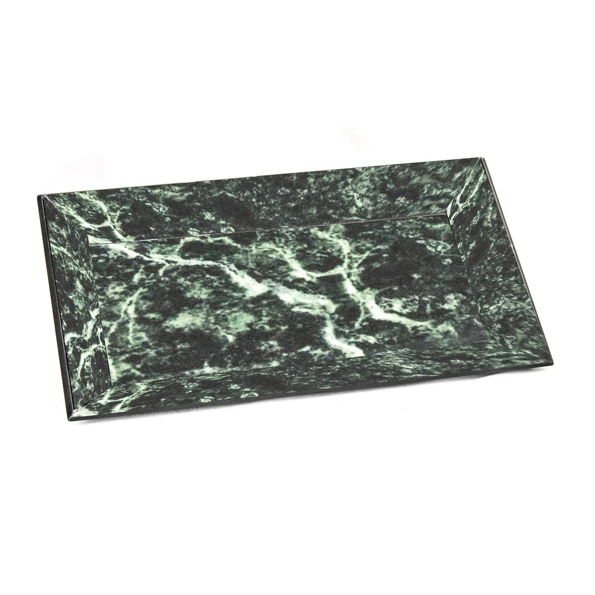 Sagebrook Home Green Marble Glass/Wood Tray