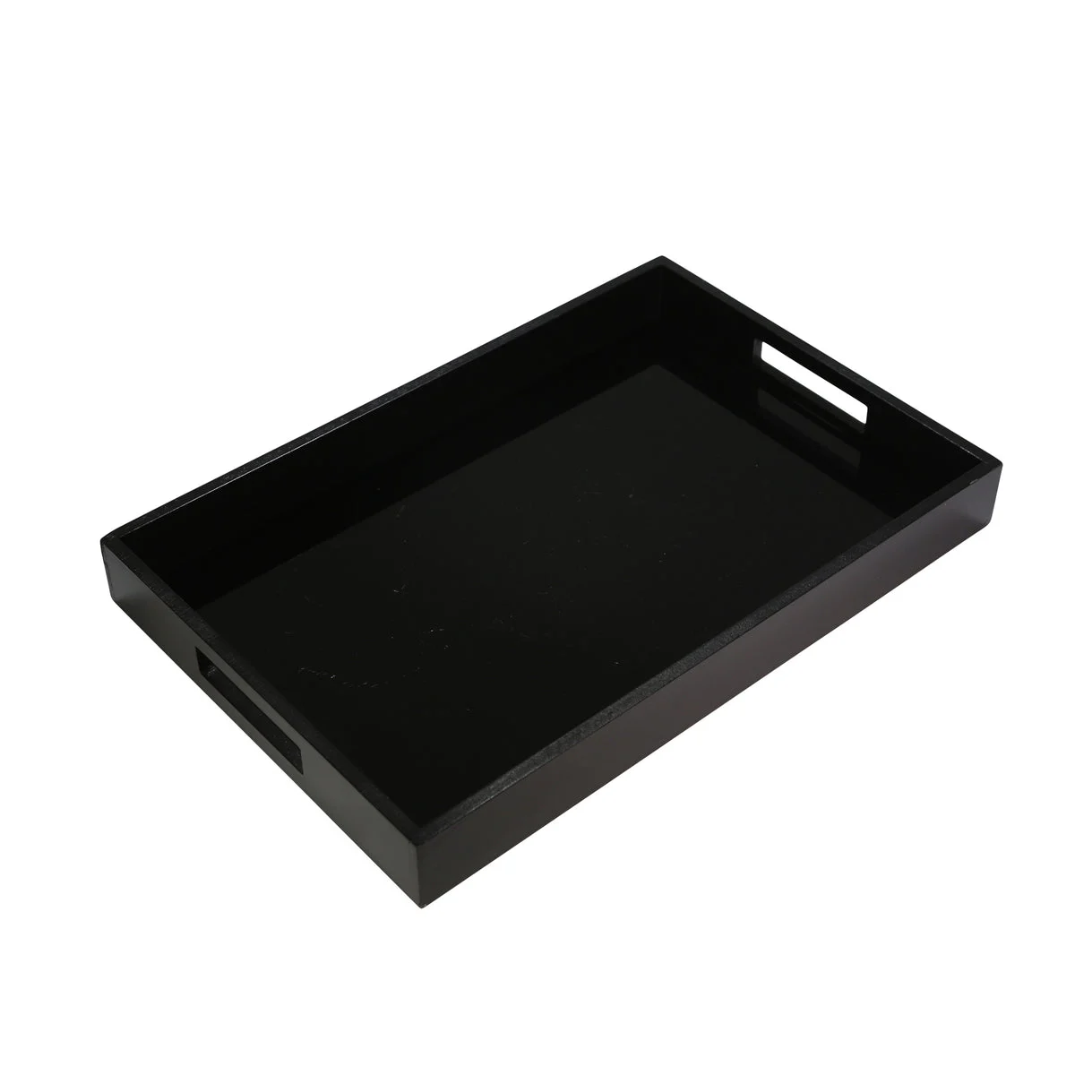 Sagebrook Home 12294 17.75" Black Wood/Glass Tray