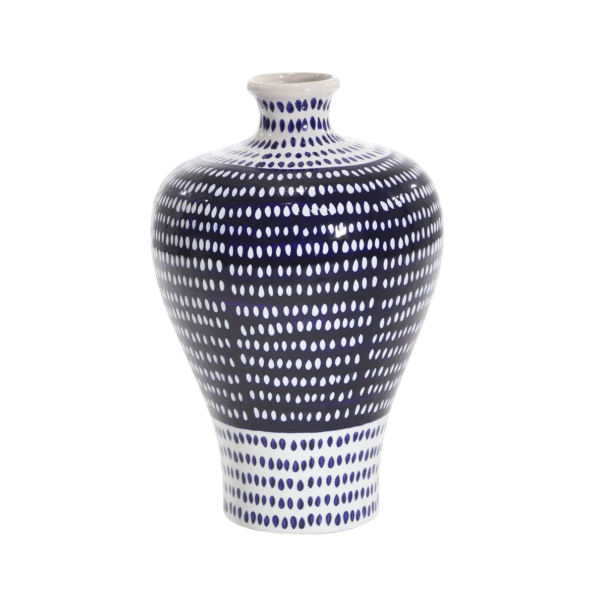 Sagebrook Home Ec, Blue/White Spotted Vase 11``