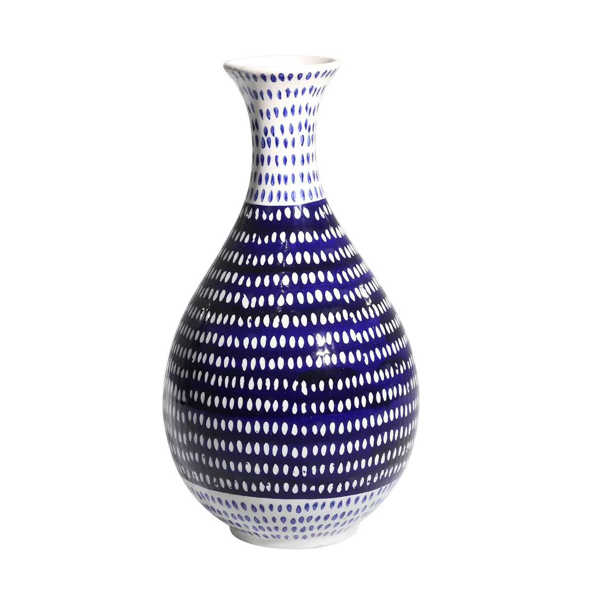 Sagebrook Home 12351-03 12.75" Ec, Blue/White Spotted Vase