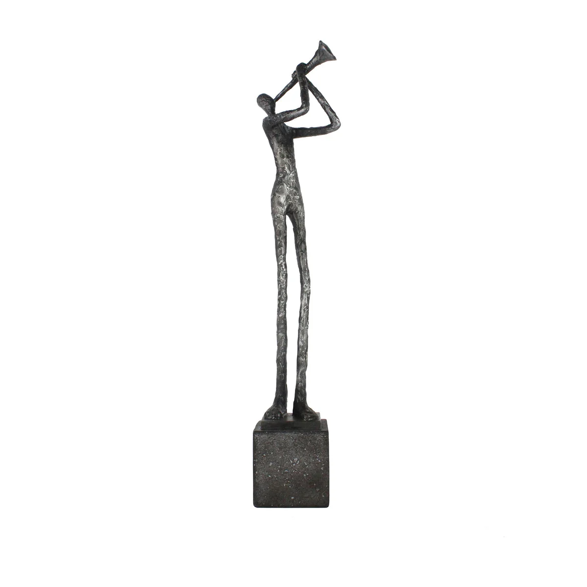 Sagebrook Home Polyresin Trumpet Musician On Base 18.5``, Silver
