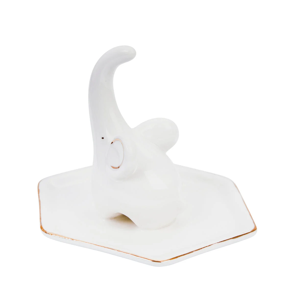 Sagebrook Home White/Gold Elephant Ring Holder