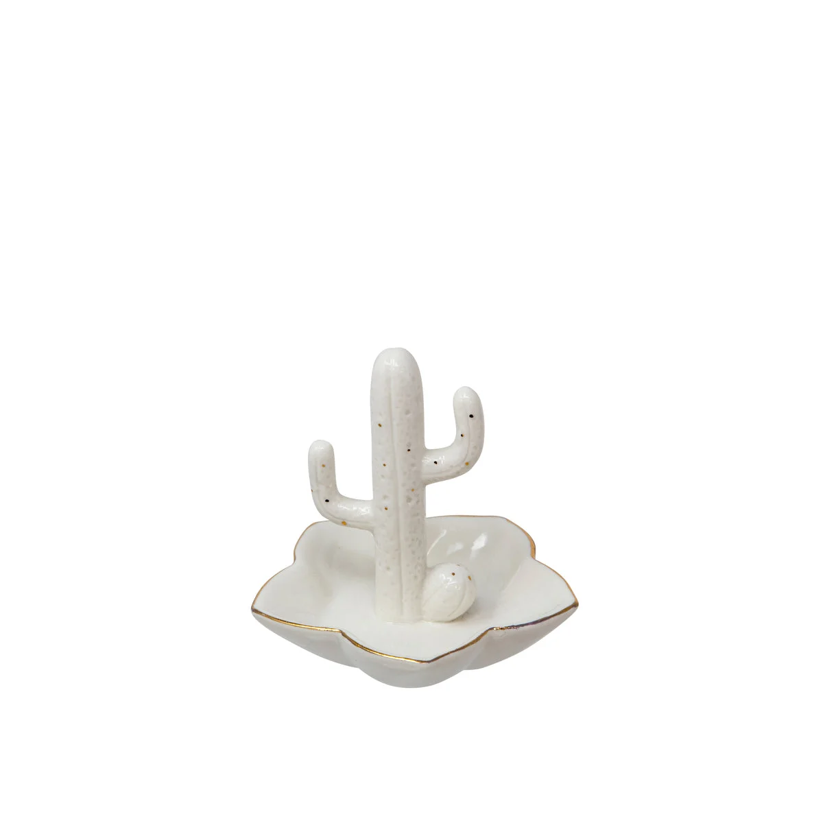 Sagebrook Home White/Gold Cactus Flower Ringholder