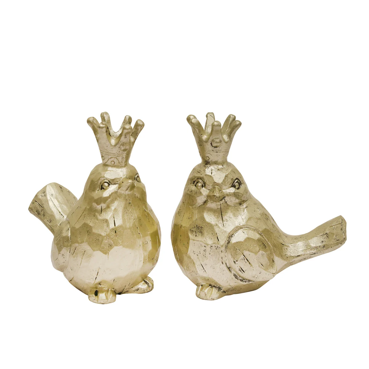 Sagebrook Home 12457-02 4" Gold Birds with Crowns, Set of 2