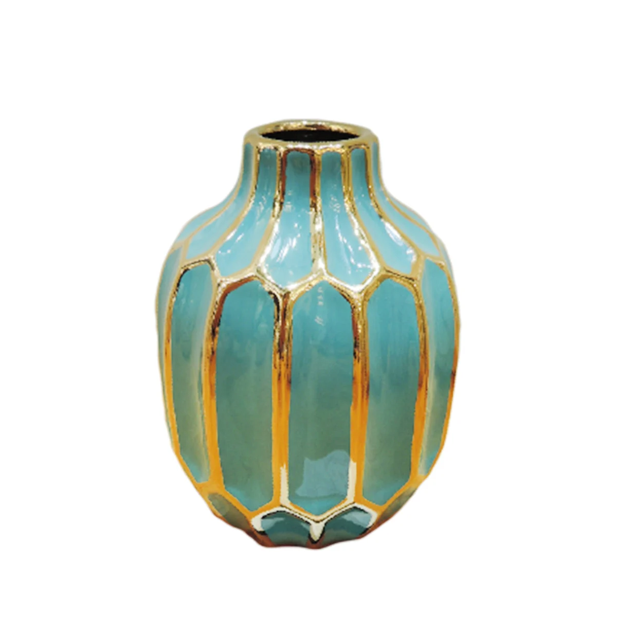 Sagebrook Home 12540-01 8" Turquoise/Gold Ceramic Vase