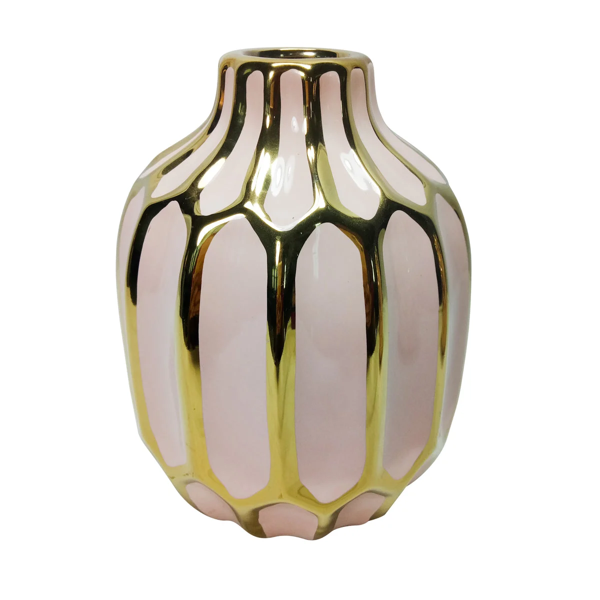 Sagebrook Home 12540-07 8" Ceramic Vase, Blush/Gold