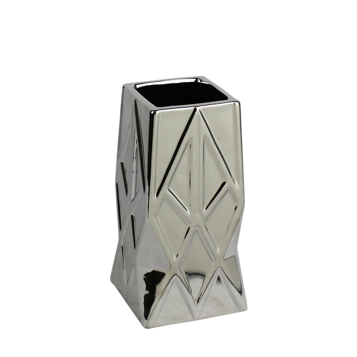 Sagebrook Home Silver Square Ceramic Vase 8``