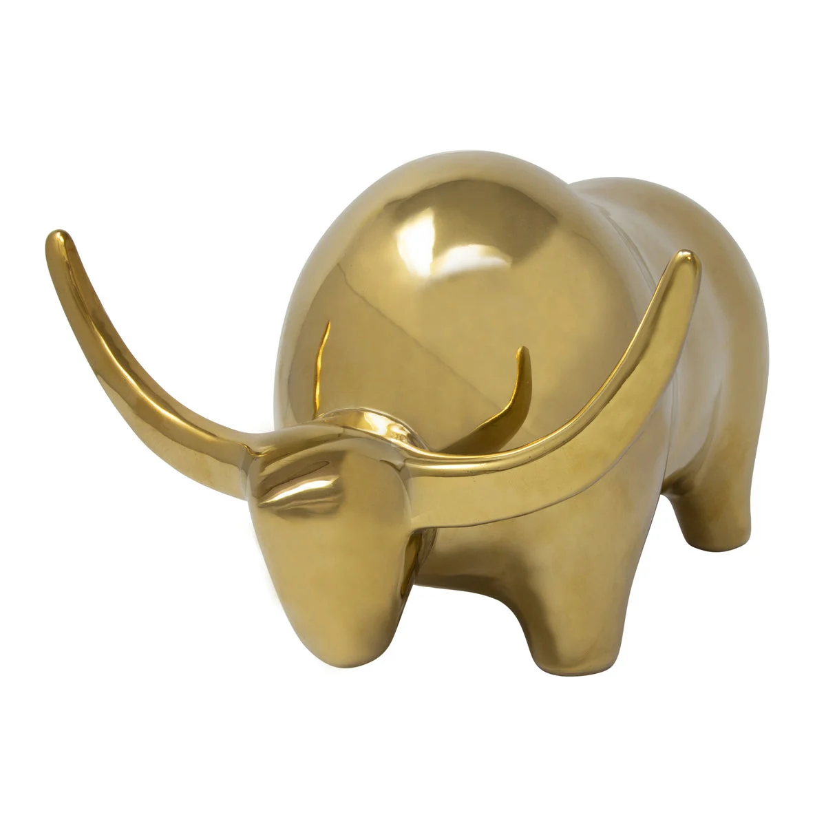 Sagebrook Home Gold Ceramic Bull, Head Down 6.5``