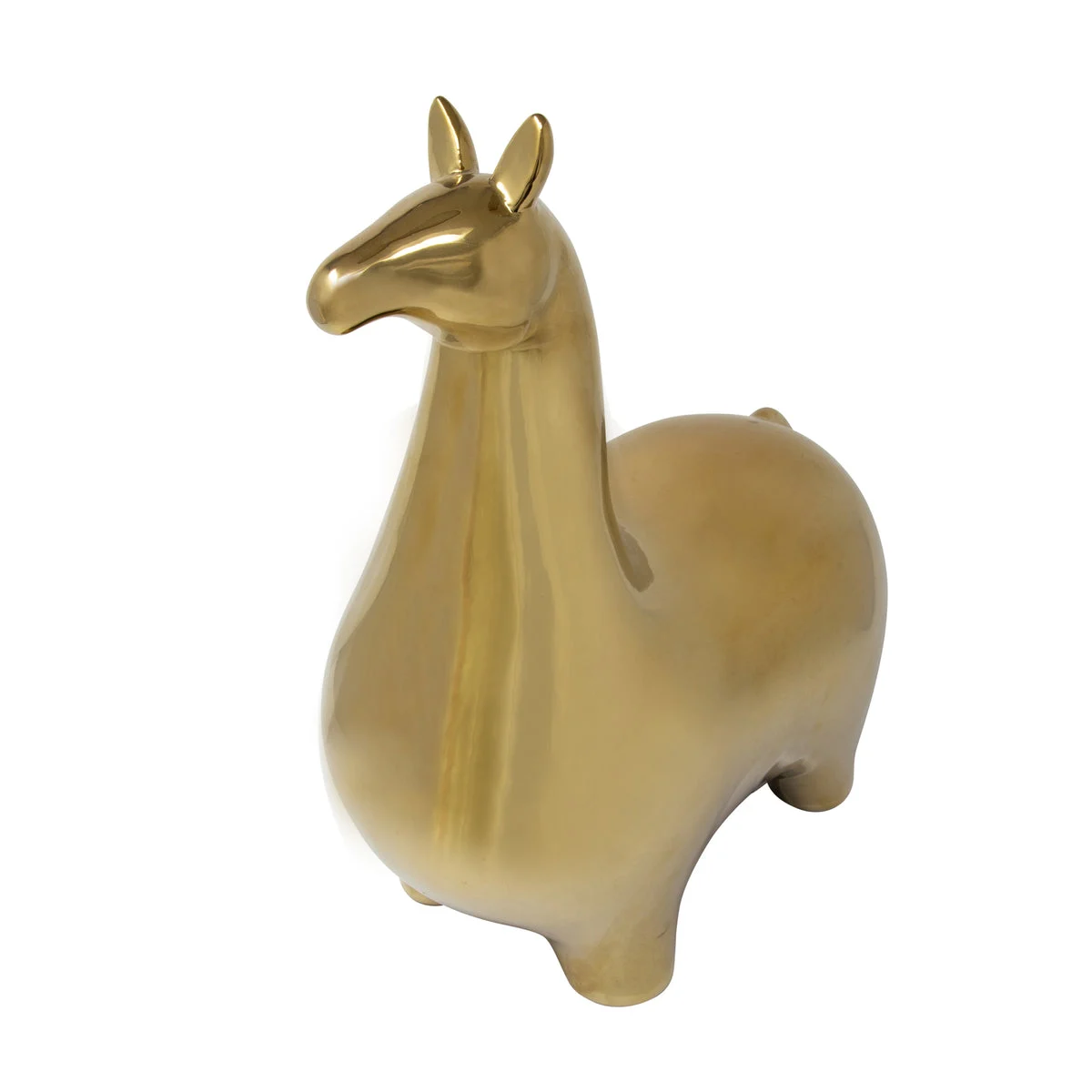 Sagebrook Home Gold Ceramic Llama, 14.5``