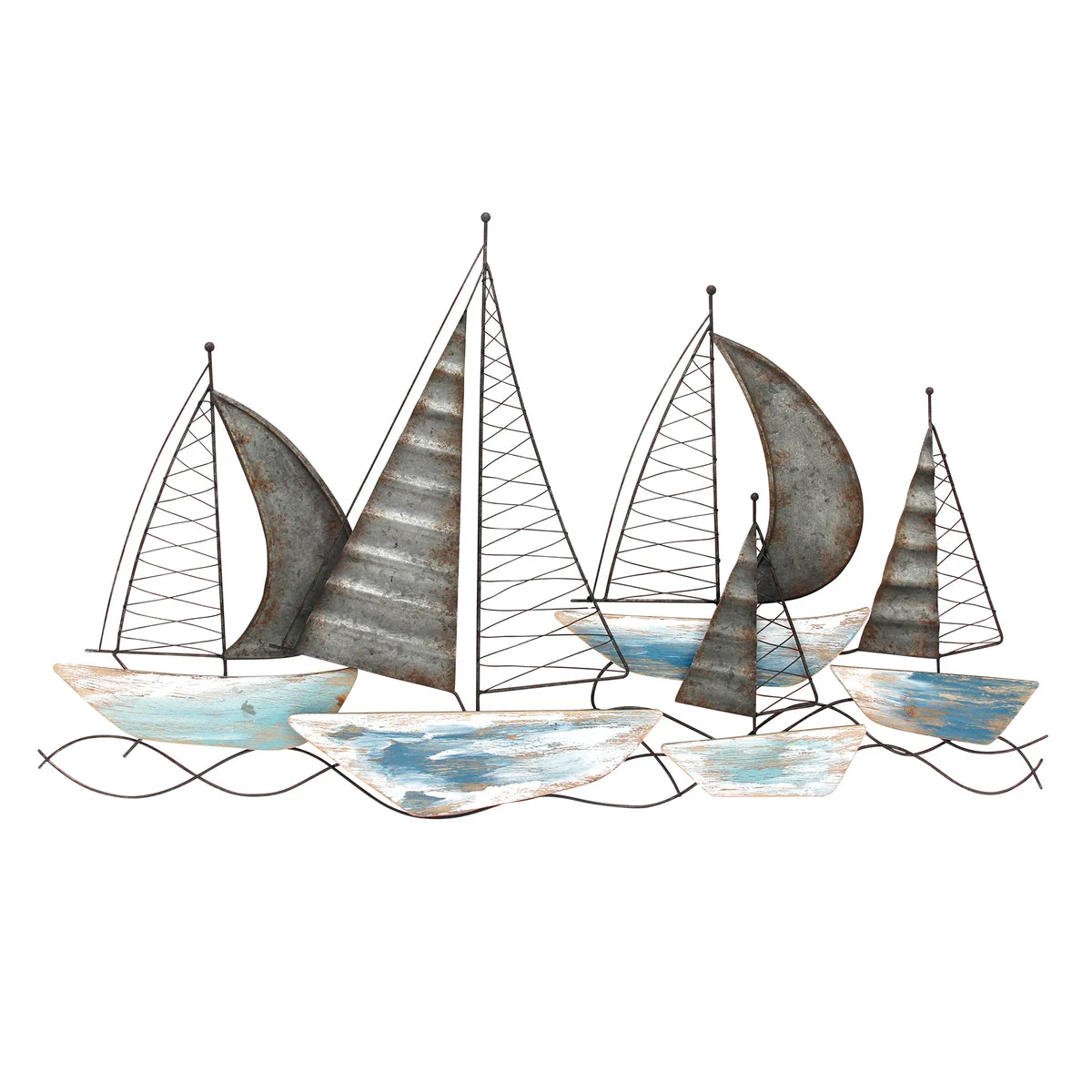 Sagebrook Home 12660-01 24" Blue/Green Metal Sailboats Wall Decor Wb