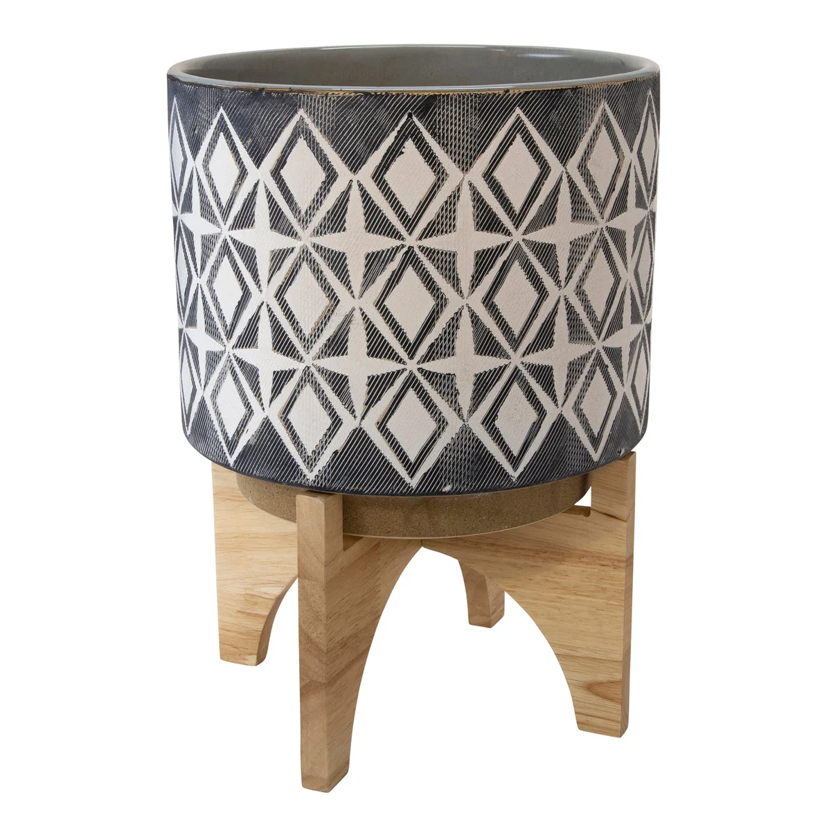 Sagebrook Home 12675-06 11" Ceramic Planter On Stand, Gray