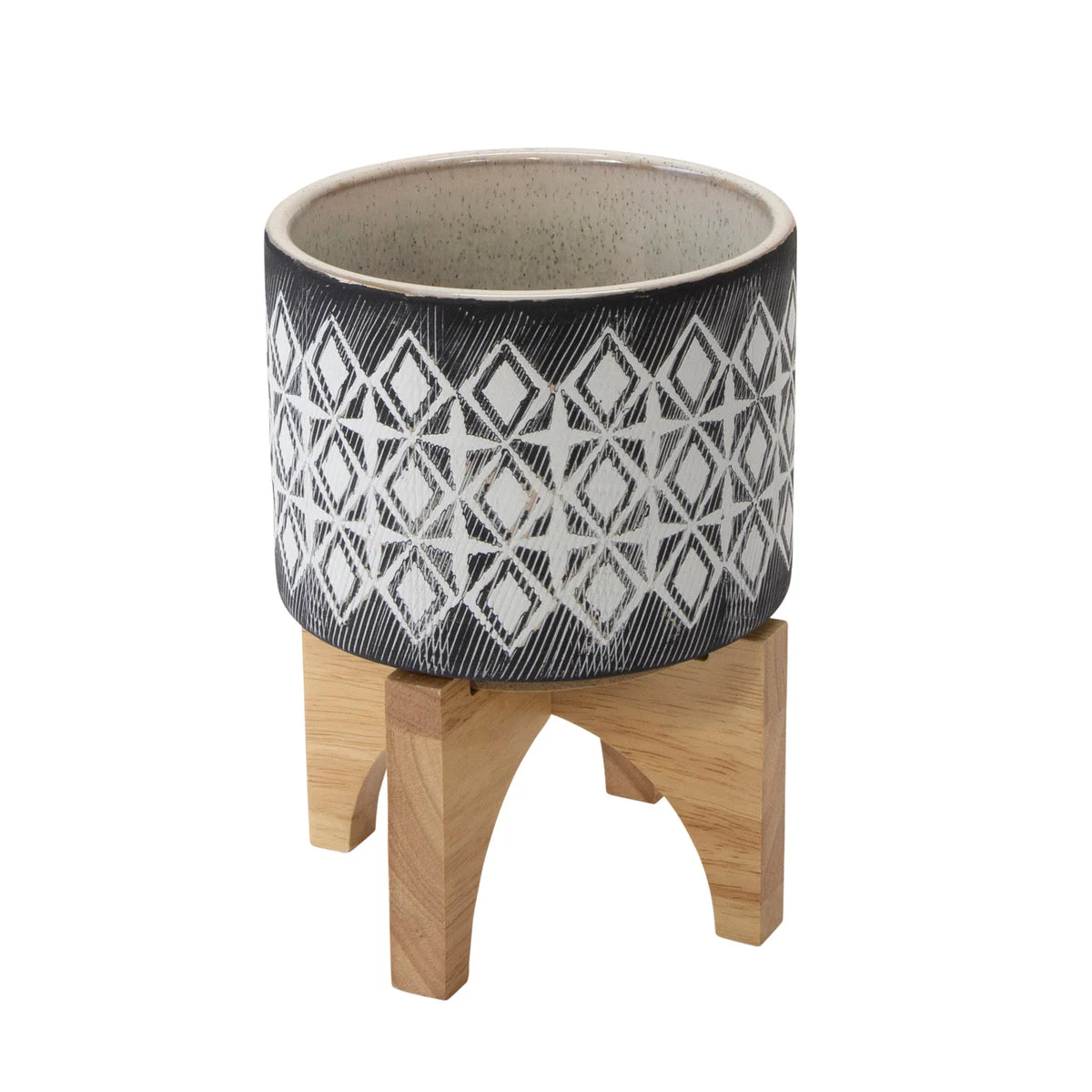 Sagebrook Home Ceramic 5.5`` Planter On Stand, Gray
