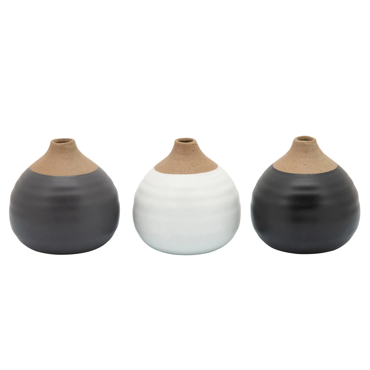 Sagebrook Home Set of 3 Matte Bud Vases, Black/Gray/White