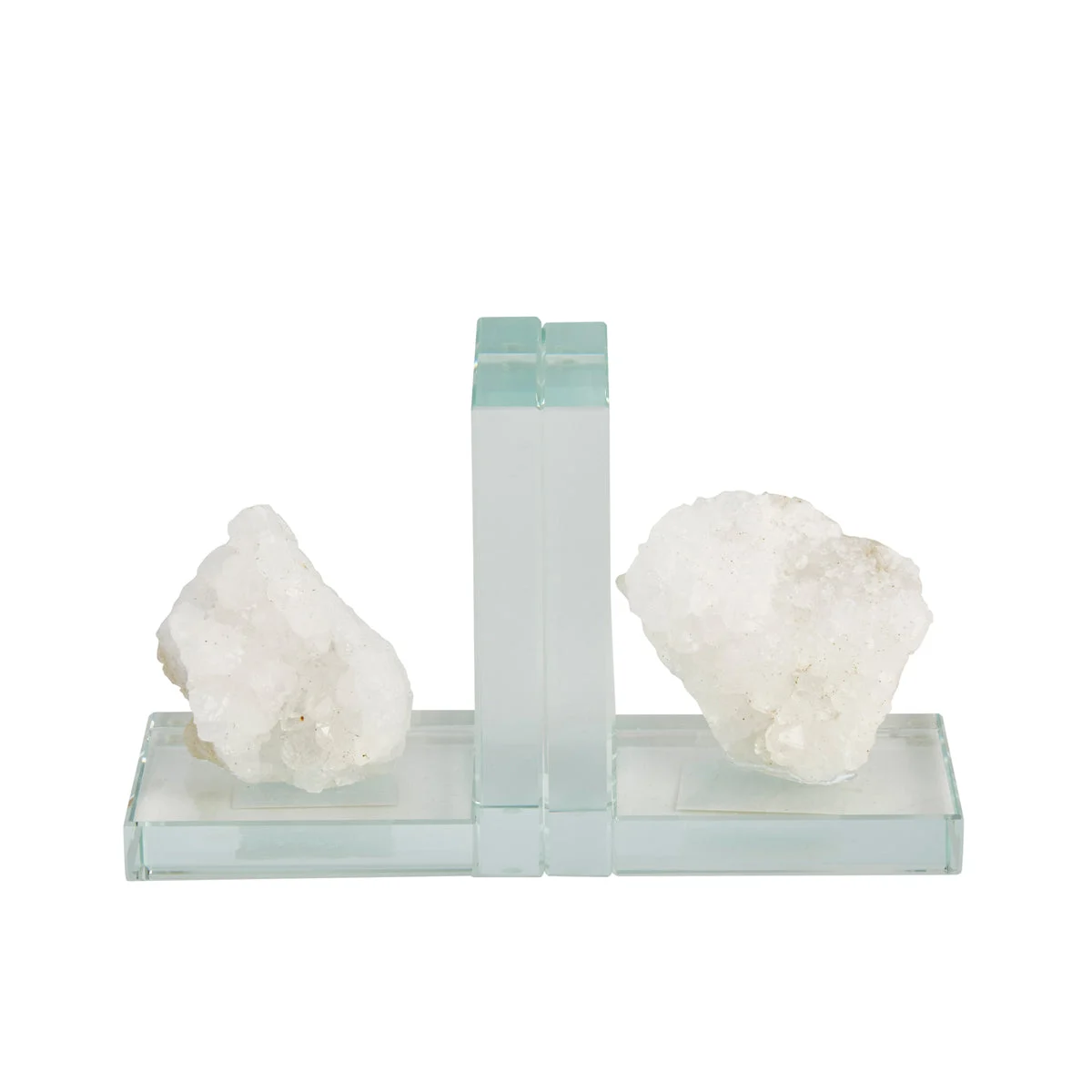 Sagebrook Home Ec,Set of 2 White Quartz & Glass Bookends