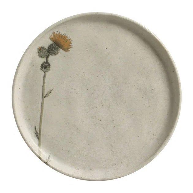 Bread Plate Campestre Set of 6 Ivory/Green/Yellow Stoneware