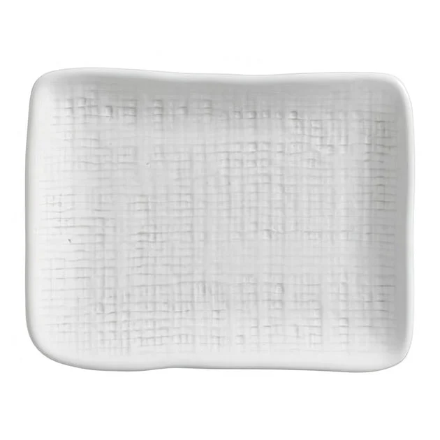 Platter Set New White Rectangular Juta 4 Piece White Stoneware