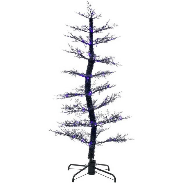 Seasonal Decor Dancing Tree with Purple LED Lights and Sound Halloween 5 Feet Black/Purple Plastic 1 Piece