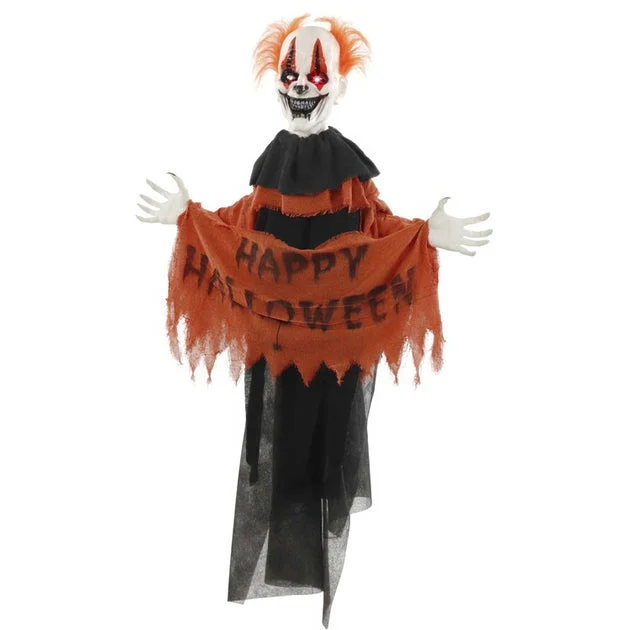 Seasonal Decor Clown Tree Hugger with Movement Sounds and Lights Halloween Multicolored Plastic 1 Piece