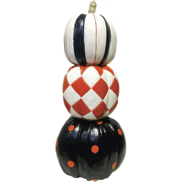 Seasonal Decor Stacked Pumpkin Trio Halloween 30.5 Inch Multicolored Plastic 1 Piece