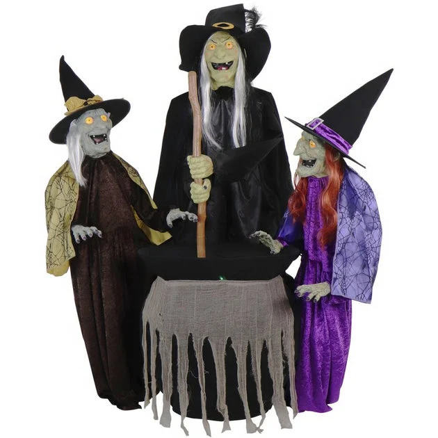 Seasonal Decor Motion Activated Wicked Sitchwick Sisters Plug-In Halloween Black/Multicolored Plastic 1 Piece