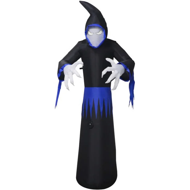 Seasonal Decor Tall Pre-Lit Musical Inflatable Grim Reaper Halloween 8 Feet Black Polyester 1 Piece