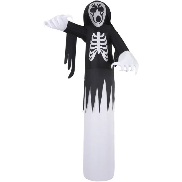 Seasonal Decor Tall Pre-Lit Inflatable Grim Reaper Halloween 12 Feet Black Polyester 1 Piece