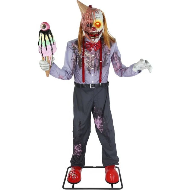 Seasonal Decor Motion Activated I Scream Clown Halloween 6.9 Feet Multicolored Plastic 1 Piece