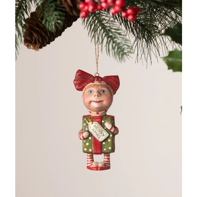 Surprise Package Girl Ornament