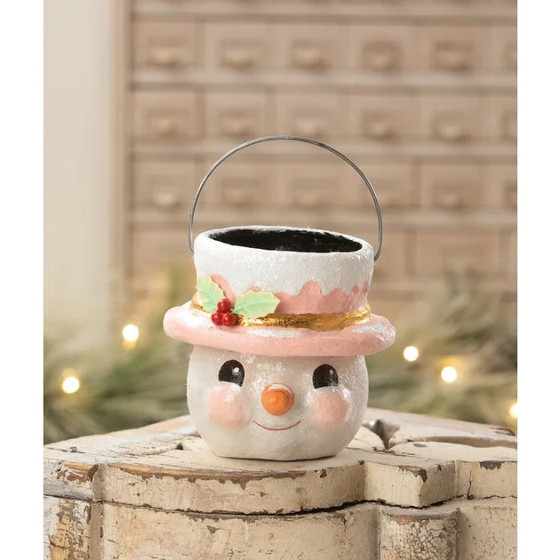 Pastel Holly Hat Snowman Small