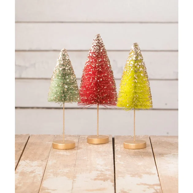 Jewel-Tide long stem Bottle Brush Trees Set of 3