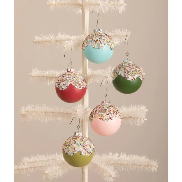 Cupcake Glass Ball Ornaments Set of 5