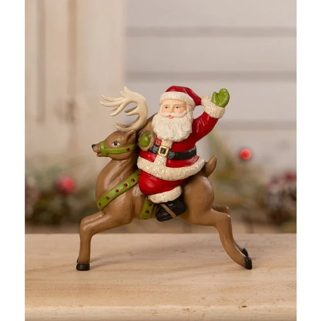 Retro Santa Riding Reindeer