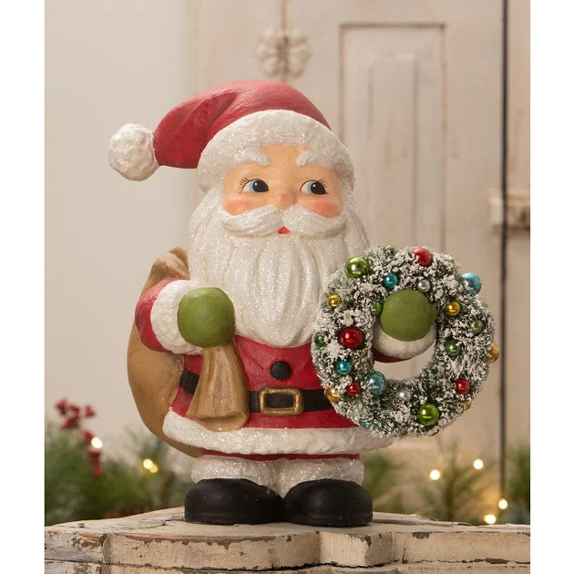 Jolly Fat Santa with Wreath