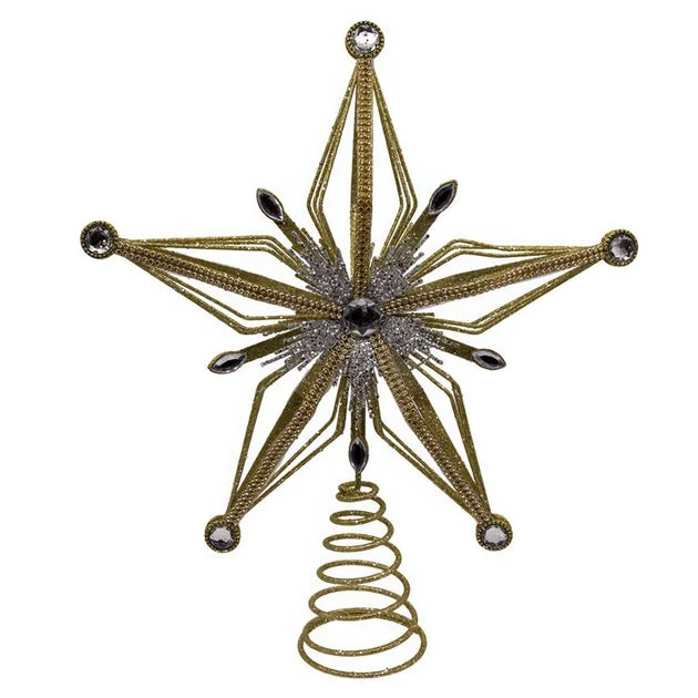 12.5" Gold and Silver Star Tree Topper