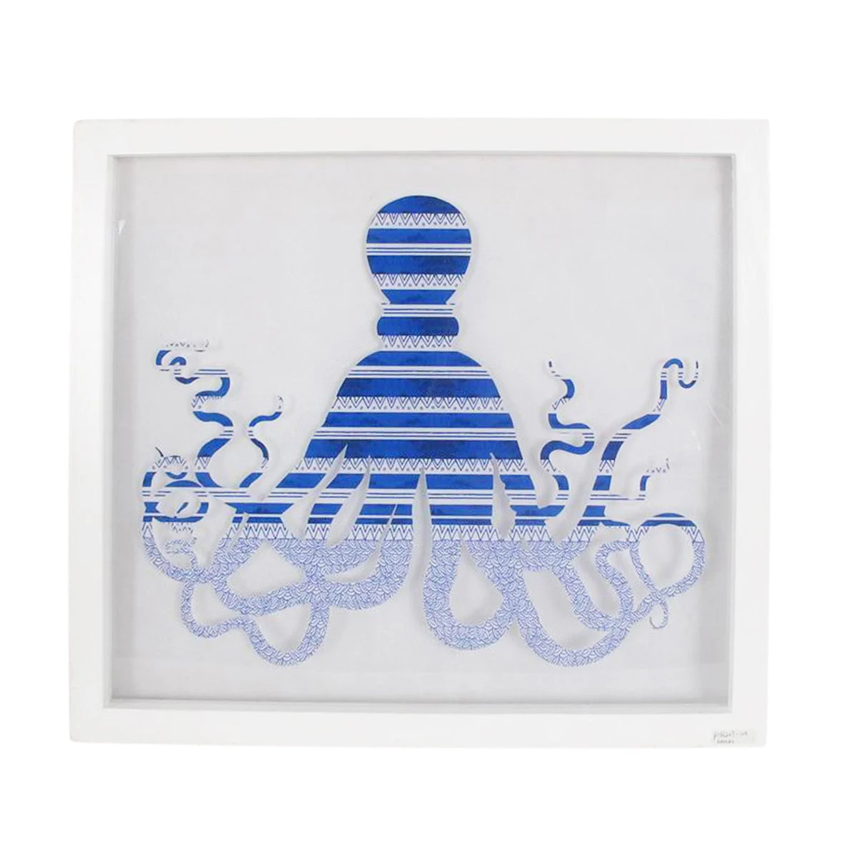 Sagebrook Home 12795-01 21" White Framed Blue Octopus Art