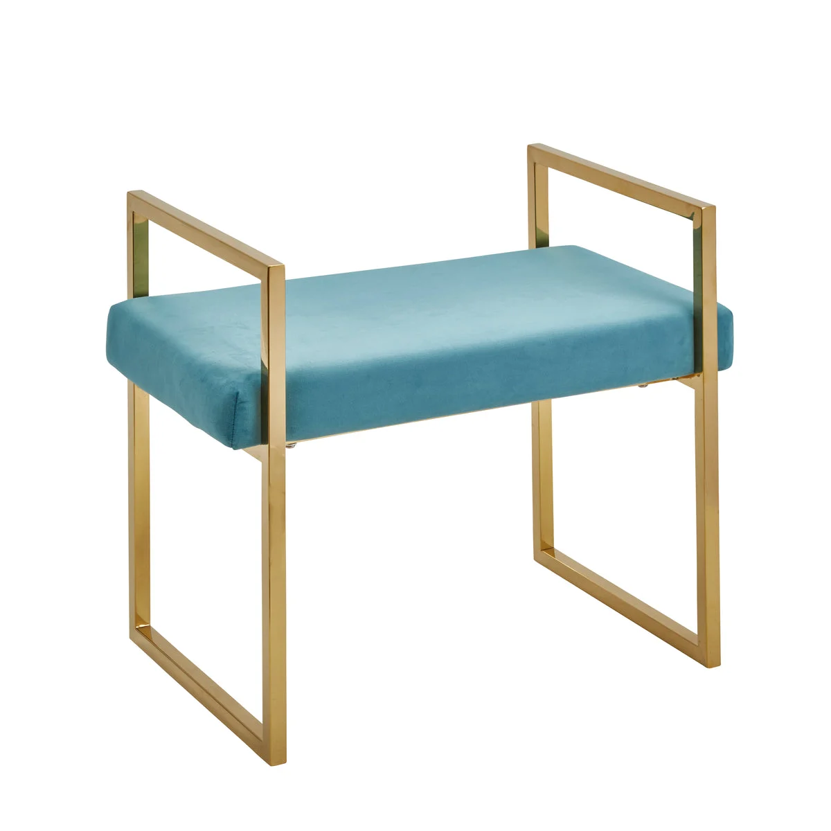 Sagebrook Home Velveteen Bench, Gold/Teal