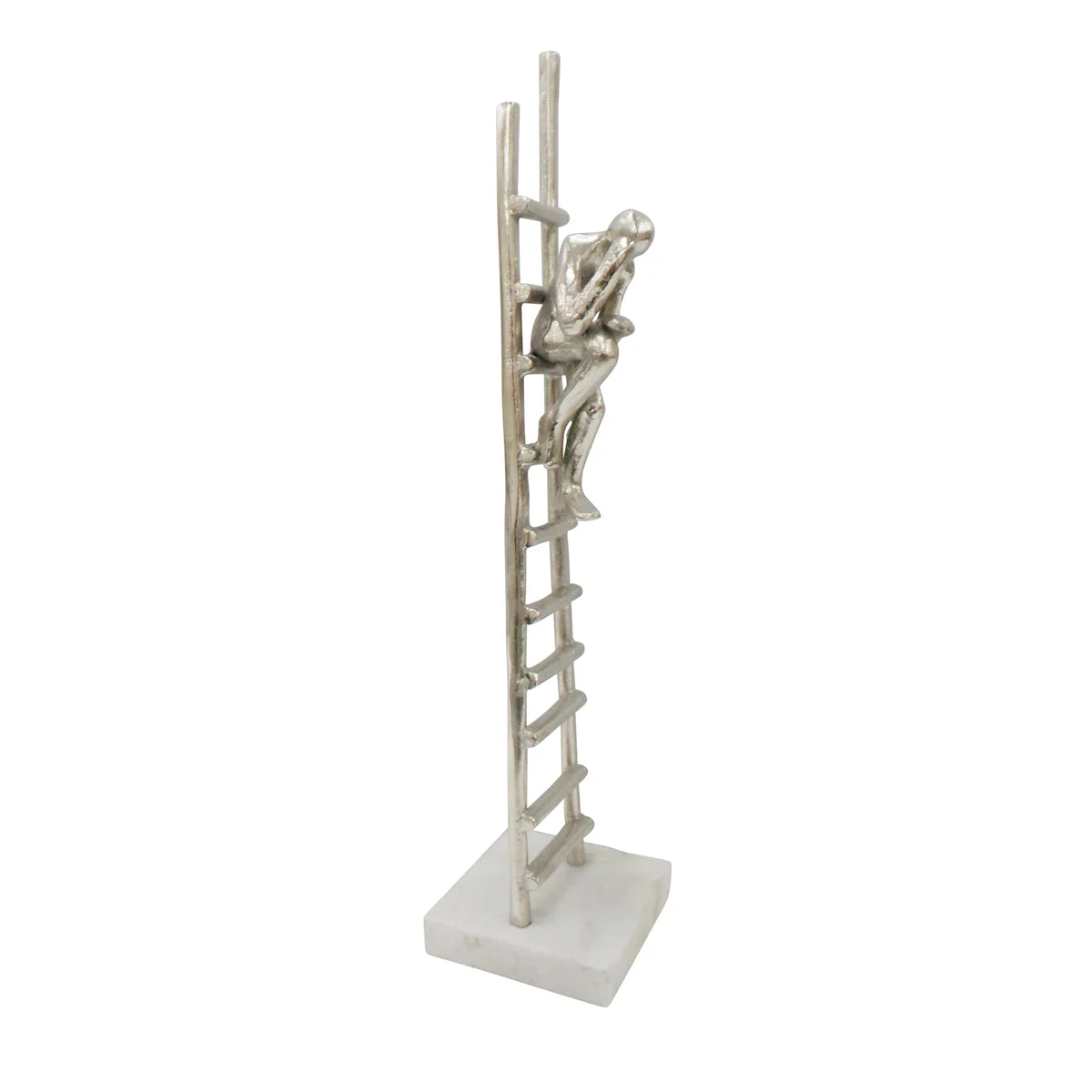 Sagebrook Home 12859-01 10" Silver Ladder Sculpture, Person Sitting