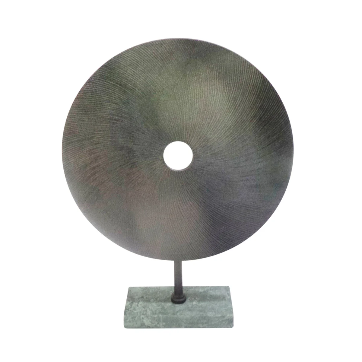 Sagebrook Home Aluminum Black Disk On Green Base, 18``