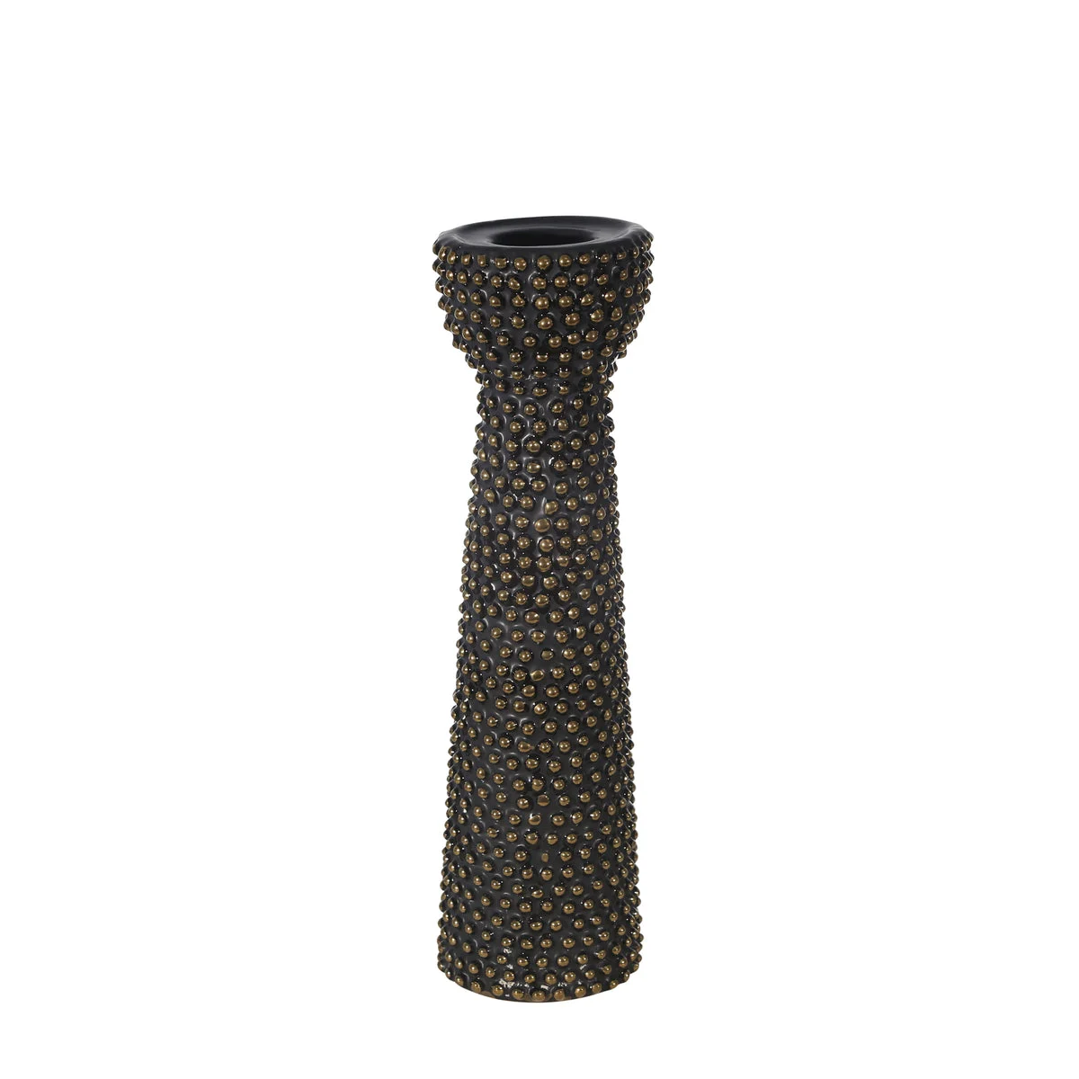 Sagebrook Home Ceramic 14" Bead Candle Holder Black/Gold