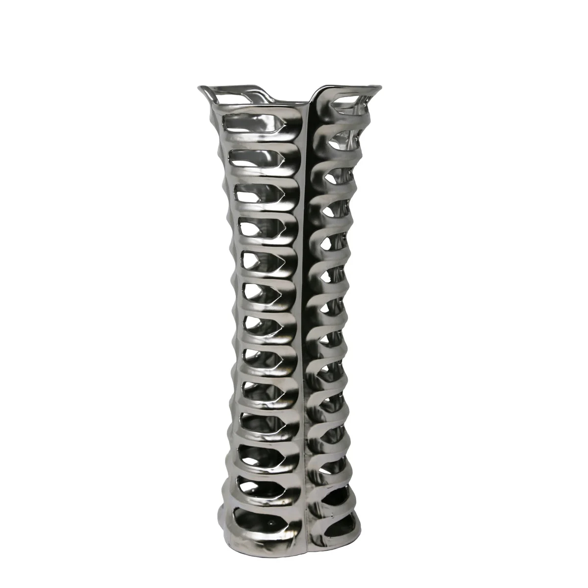 Sagebrook Home Matte Silver Cutout Vase 19``