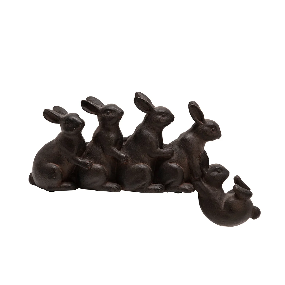 Sagebrook Home Brown Resin Hugging Shelf Bunnies