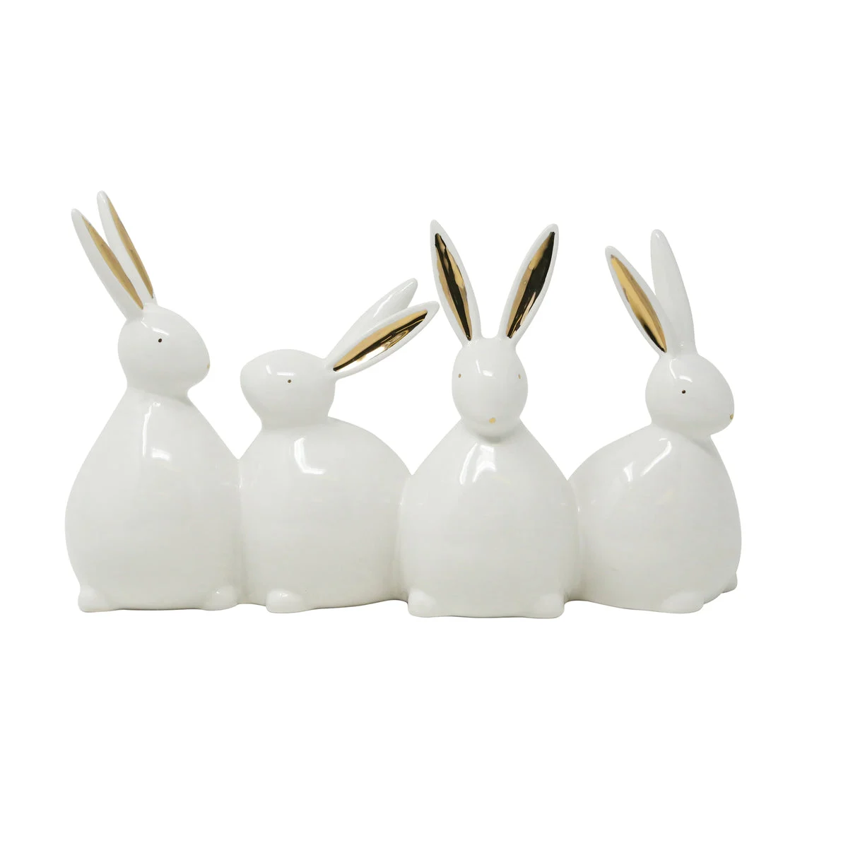 Sagebrook Home 13016-02 5.5" White/Gold Dolomite Bunnies