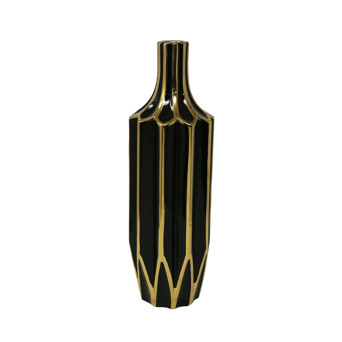 Sagebrook Home 13035-04 15.75" Black/Gold Bottle Vase