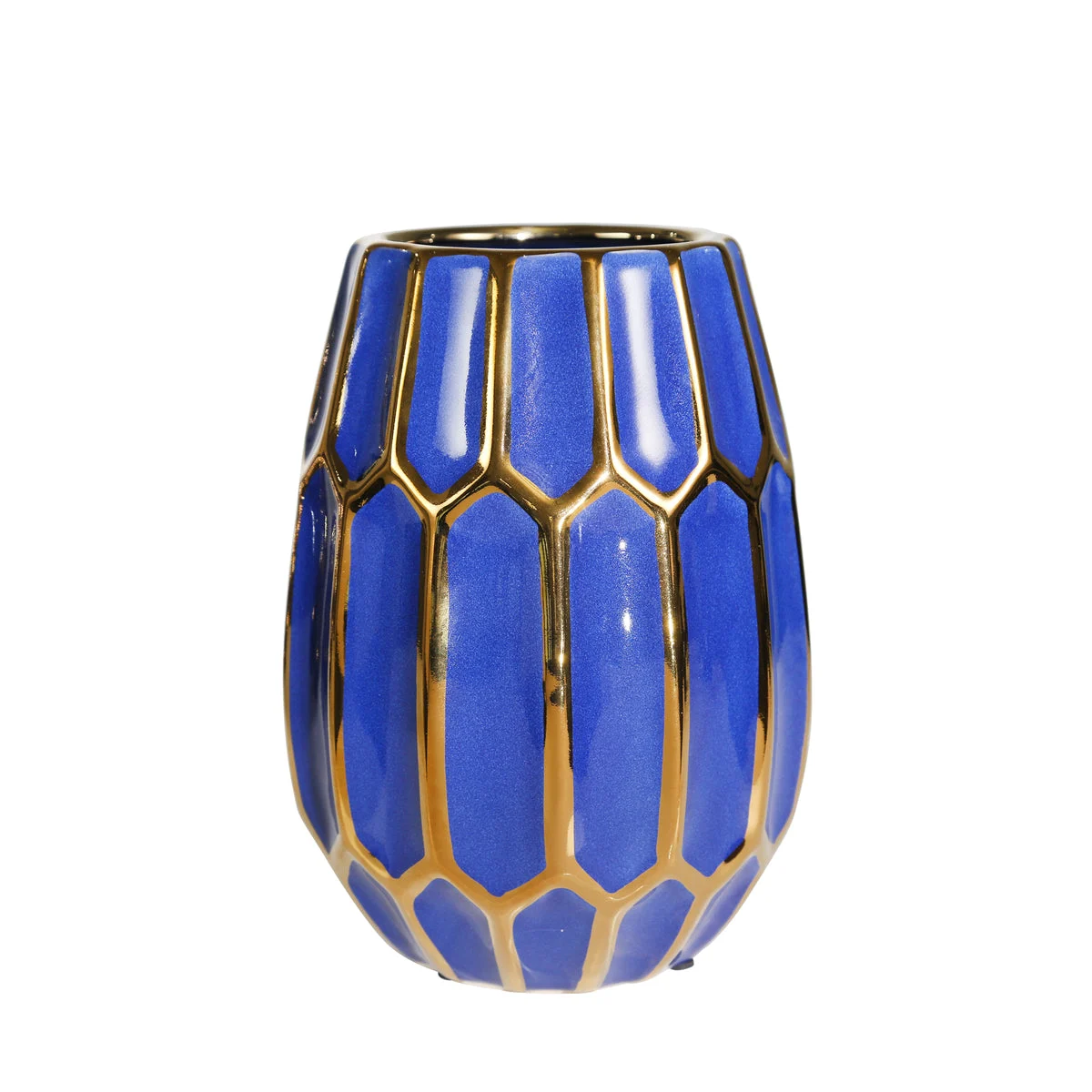 Sagebrook Home Ceramic 10`` Decorative Vase Navy/Gold